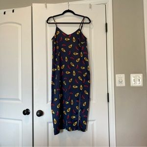 Neon Rose midi slip dress avocados peppers with slit